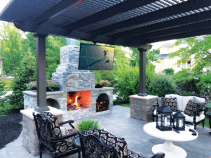 This Maintenance free, motorized Pergola is built to withstand Lake Geneva winters and winds