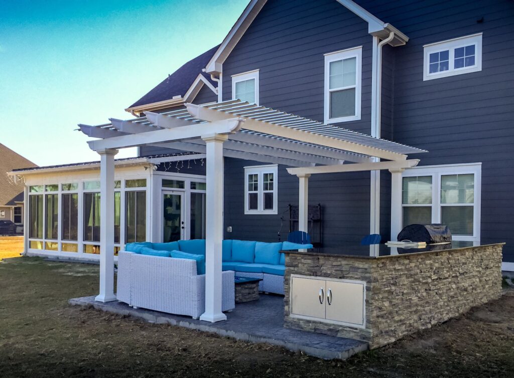 Increase your outdoor living space and add value to your Gurnee home with a stunning, maintenance free, aluminum Pergola.