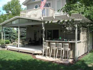 Maintenance free pavilion with a classic pergola patio cover will provide enjoyment for years to come
