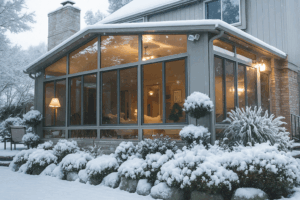 A cozy 4 Season Sunroom brings the outdoors in so you can enjoy the winters from the comfort of your home!