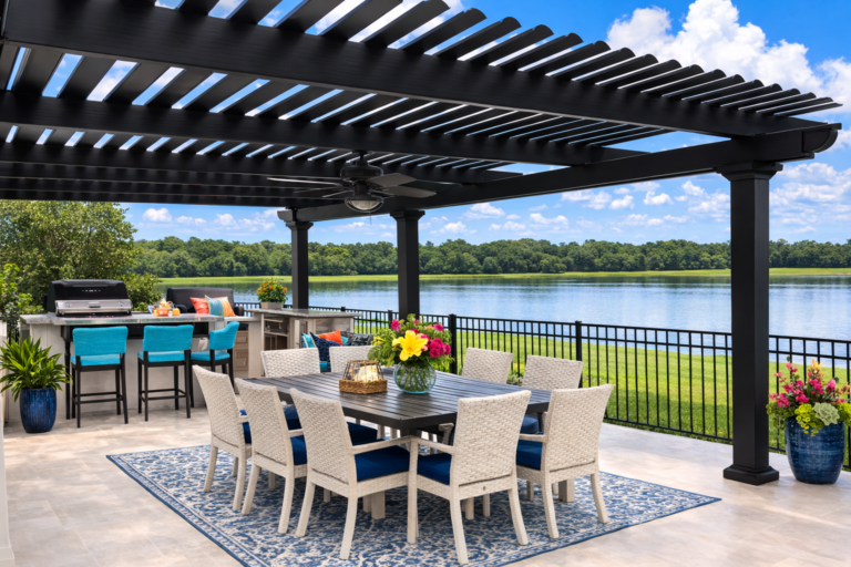 Choose between sunshine or shade with a stunning Motorized Pergola that opens and closes with the push of a button!