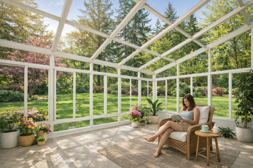Enjoy the outdoor beauty in Lake Forest year-round with a stunning glass Solarium.