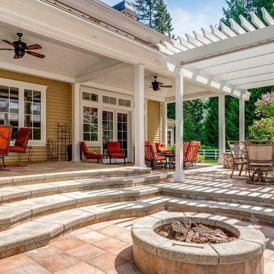 large paver patio with firepit antioch il