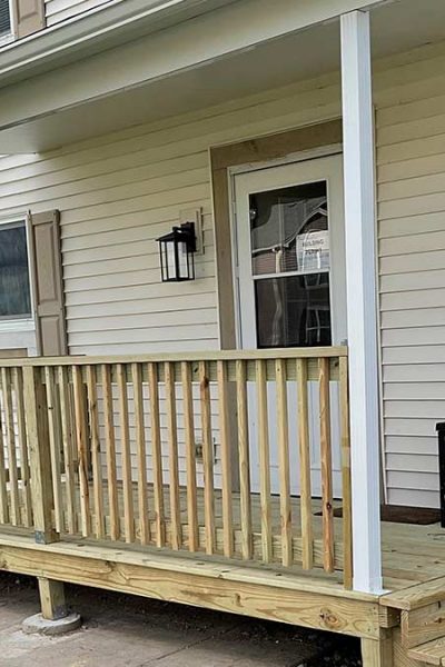small wooden deck on back of home cream racine wi small wooden deck on back of home cream racine wi